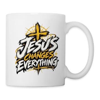 Jesus verändert alles – Dynamischer Schriftzug - Tasse - Weiß - Rechts
