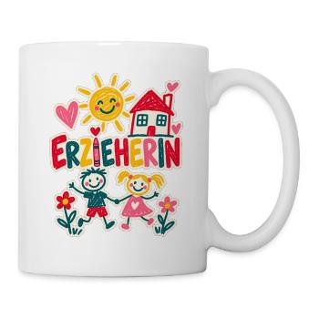 Erzieherin Kinderzeichnung - Tasse - Weiß - Rechts