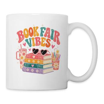 Buchmesse-Vibes Retro-Leseliebhaber - Tasse - Weiß - Rechts