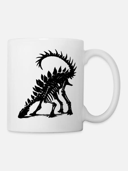 Dunkler Stegosaurus Silhouette - Tasse - Weiß