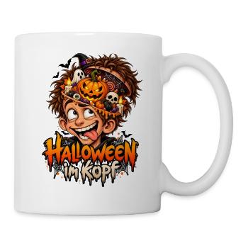 Lustiges Halloween-Motiv Halloween im Kopf - Tasse - Weiß - Rechts