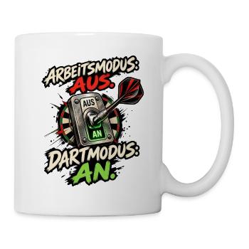 Lustiges Dart Motiv  Arbeitsmodus aus Dartmodus an - Tasse - Weiß - Rechts