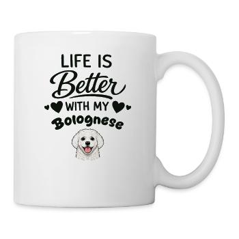 Das Leben Ist Besser Mit Meinem Bolognese-hund - Tasse - Weiß - Rechts