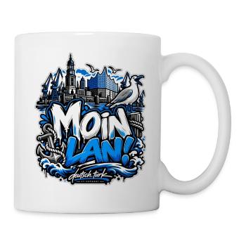 MOIN LAN! – Hamburg Streetwear - Tasse - Weiß - Rechts