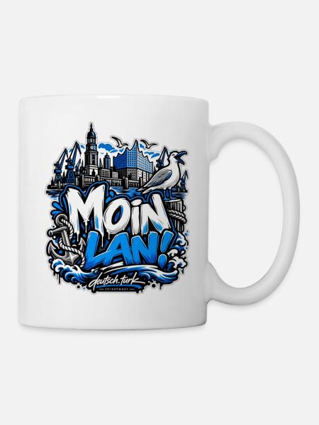 MOIN LAN! – Hamburg Streetwear - Tasse - Weiß