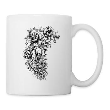 Vintage-Blumenskelett – Gothic Skulls und Dark B - Tasse - Weiß - Rechts