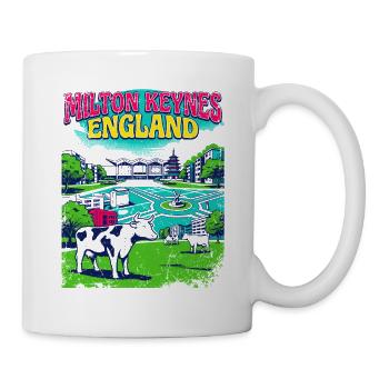Retro Milton Keynes England Skyline Landmark Art - Tasse - Weiß - Rechts