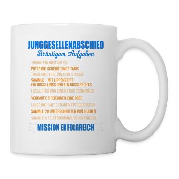 Junggesellenabschied Aufgaben Bräutigam Checkliste - Tasse - Weiß - Rechts