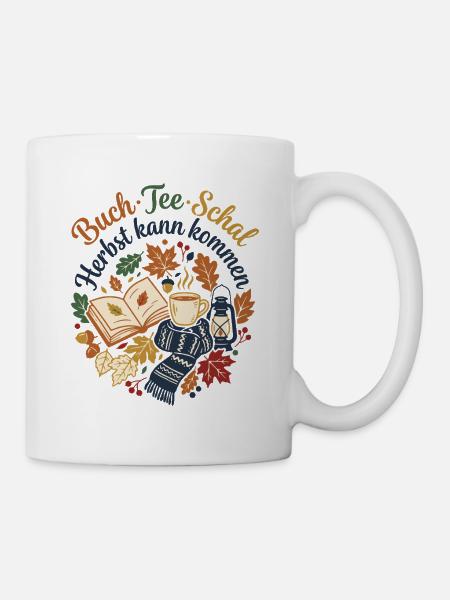 Herbstzeit - Tee Buch Schal - Tasse - Weiß