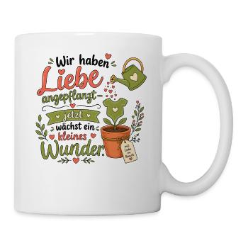 Babyankündigung Schwangerschaft Kleines Wunder - Tasse - Weiß - Rechts