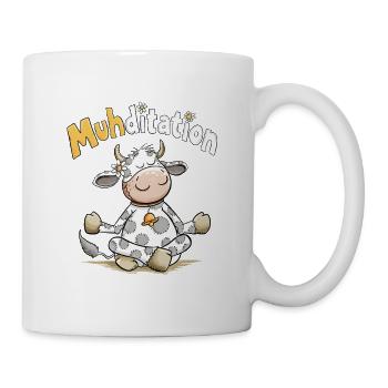 Muhditation Kuh Yoga Meditation Wortspiel Humor - Tasse - Weiß - Rechts