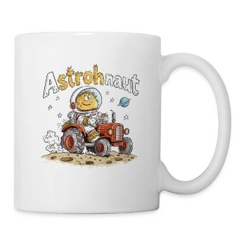 Astrohnaut Traktor Astronaut Landwirt Wortspiel - Tasse - Weiß - Rechts
