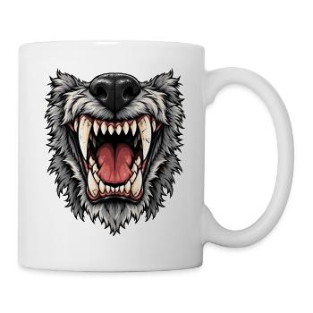 Wolfsmaul Gebrüll Motiv - Tasse - Weiß - Rechts