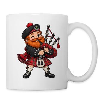 Schotte mit Dudelsack Kawaii Style – Kilt - Tasse - Weiß - Rechts