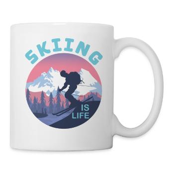 Skifahren Ist Leben Wintersport Retro Silhouette - Tasse - Weiß - Rechts