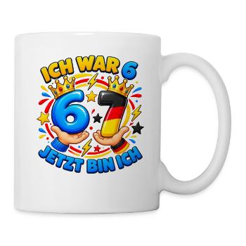 Ich War 6 Jetzt Bin Ich 7 – Six Seven 7 Geburtstag - Tasse - Weiß - Rechts