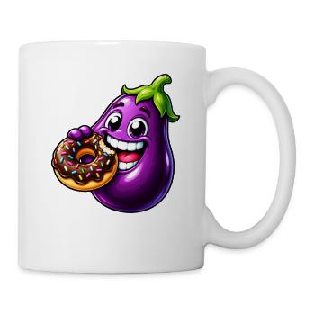 Aubergine Süß Cartoon Keks Nachtisch - Tasse - Weiß - Rechts