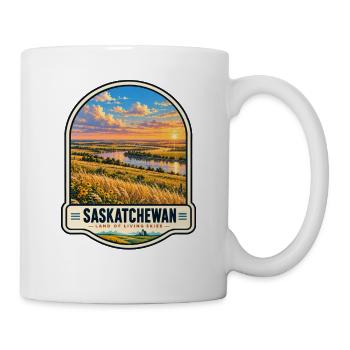 Saskatchewan Land of Living Skies Sonnenuntergang - Tasse - Weiß - Rechts