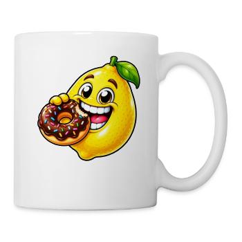 Süße Cartoon Zitrone Keks Dessert - Tasse - Weiß - Rechts