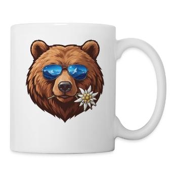 Bär mit Sonnenbrille mit Bergreflexion - Tasse - Weiß - Rechts
