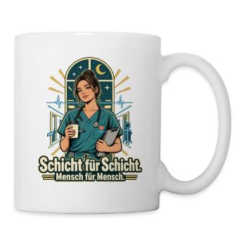 Pflegekraft Krankenpflege Schichtarbeit - Tasse - Weiß - Rechts
