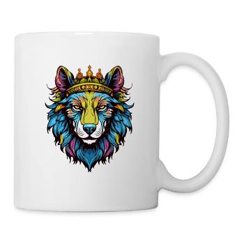 Wolf mit Krone - Tasse - Weiß - Rechts
