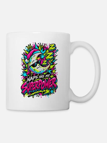 Naps sind meine Superkraft Neon - Tasse - Weiß