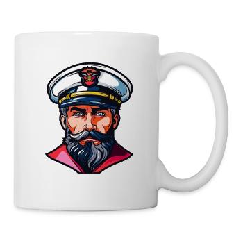 Kapitän mit weißem Uniformhut - Tasse - Weiß - Rechts
