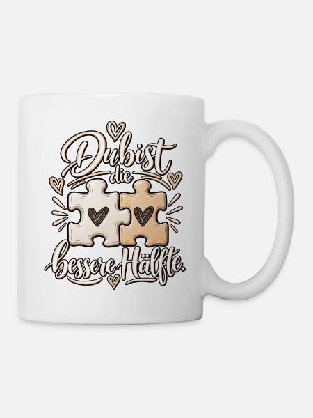 Partnerschaft Du bist die bessere Hälfte Puzzle - Tasse - Weiß