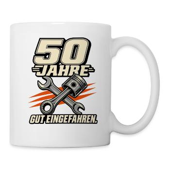 50 Jahre Gut Eingefahren Mechanik - Tasse - Weiß - Rechts
