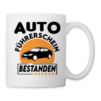 Auto Führerschein bestanden Sprüche fahren - Tasse - Weiß - Rechts