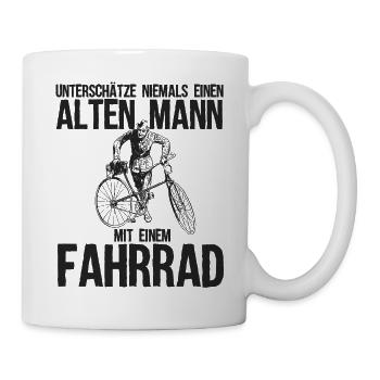 Unterschätze Alten Mann Mit Einem Fahrrad - Tasse - Weiß - Rechts