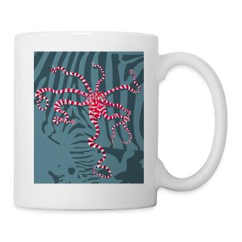 Rot Weißer Oktopus - Tasse - Weiß - Rechts