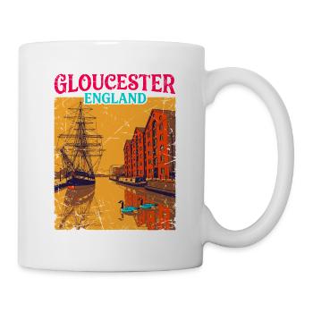 Gloucester England Retro City Travel Poster - Tasse - Weiß - Rechts