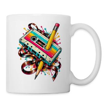 Retro Kassetten-Kunststift-Splash - Tasse - Weiß - Rechts