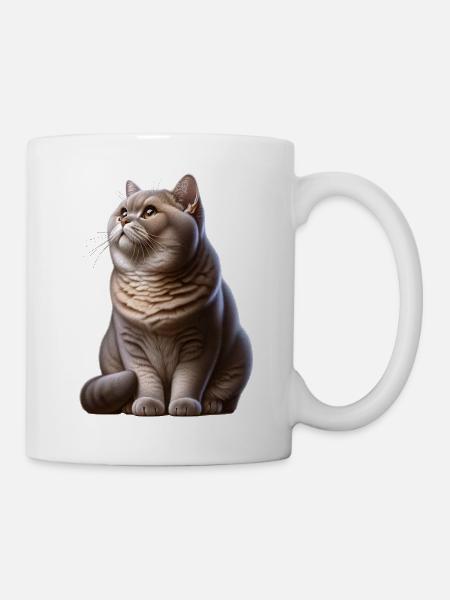 Britisch Kurzhaar Katze - Tasse - Weiß