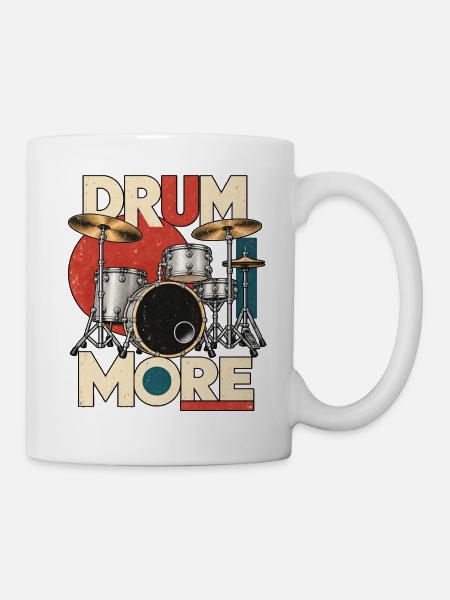 DRUM MORE - Drumset - Tasse - Weiß