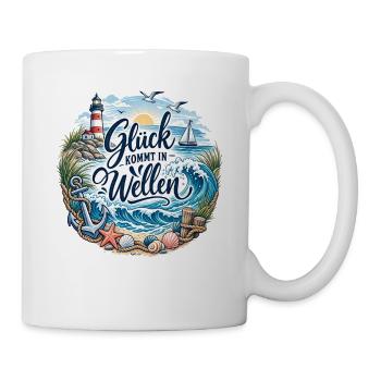 Glück kommt in Wellen - Tasse - Weiß - Rechts