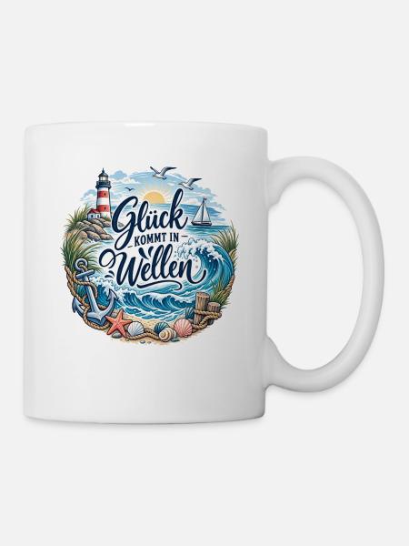 Glück kommt in Wellen - Tasse - Weiß