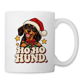 Ho Ho Hund Weihnachtsdesign - Tasse - Weiß - Rechts