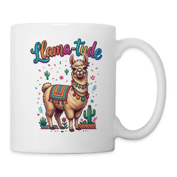 Llama-tude Lustiges Llama Alpakas Design - Tasse - Weiß - Rechts