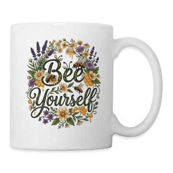 Bee Yourself – Bienen Blumen Honig Natur Design - Tasse - Weiß - Rechts