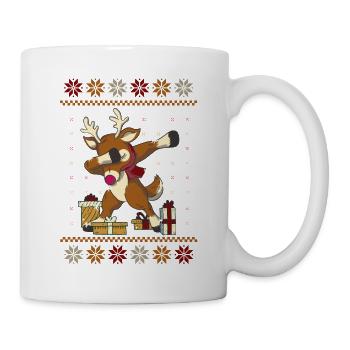 Lustiges Rentier Weihnachten Geschenk - Tasse - Weiß - Rechts