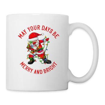 Dabbing Weihnachtsmann Lichterkette Merry Bright - Tasse - Weiß - Rechts