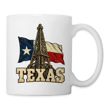 Texas Fahne und Bohrturm - Tasse - Weiß - Rechts