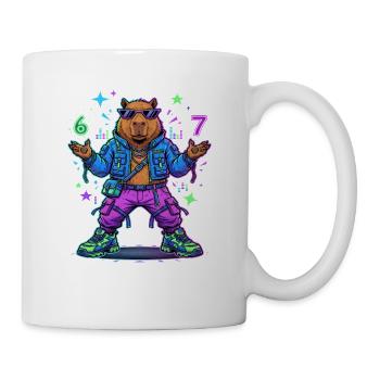 Cyberpunk Capybara Streetwear Zukunft Gamer - Tasse - Weiß - Rechts
