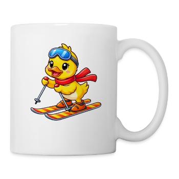 Süße Ente Skifahrer Cartoon Wintersport - Tasse - Weiß - Rechts