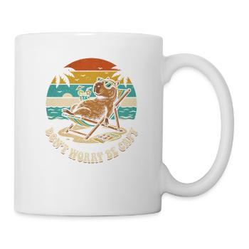 Capybara Am Strand Urlaub Entspannung Retro - Tasse - Weiß - Rechts