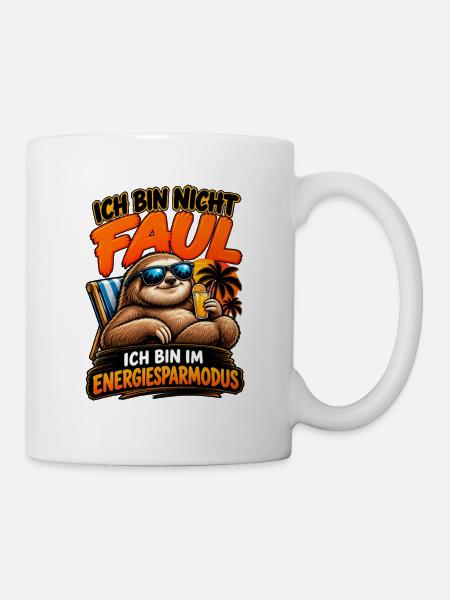 Energiemodus Faultier - Tasse - Weiß