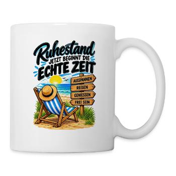 Ruhestand: Echte Zeit am Strand - Tasse - Weiß - Rechts